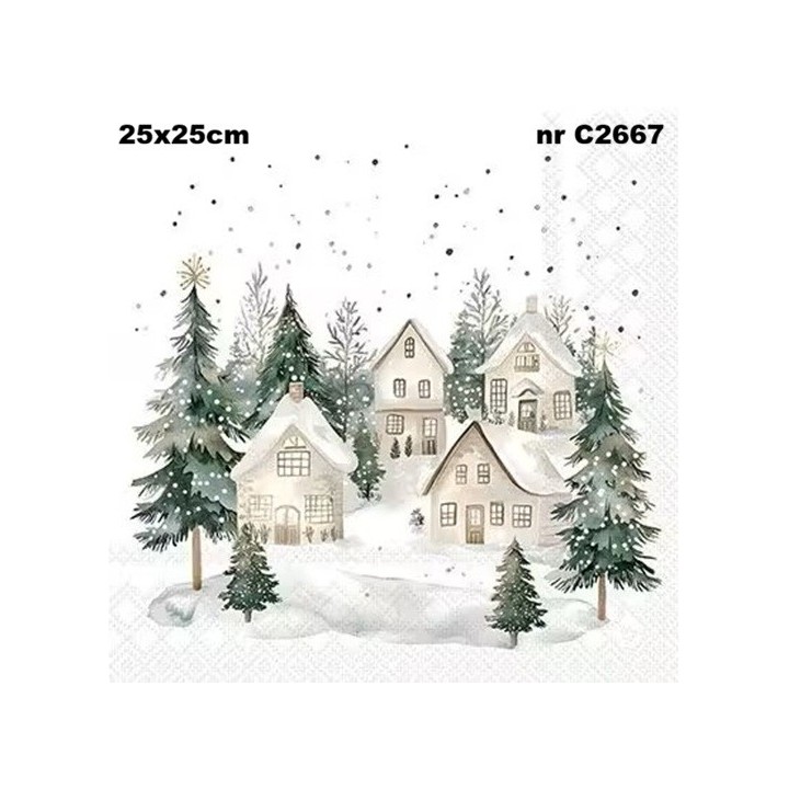 Snowy Houses servet 25x25cm