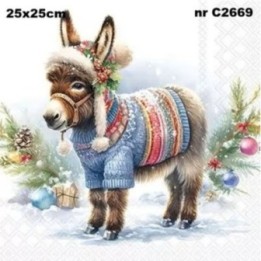 Wooley donkey servet 25x25cm