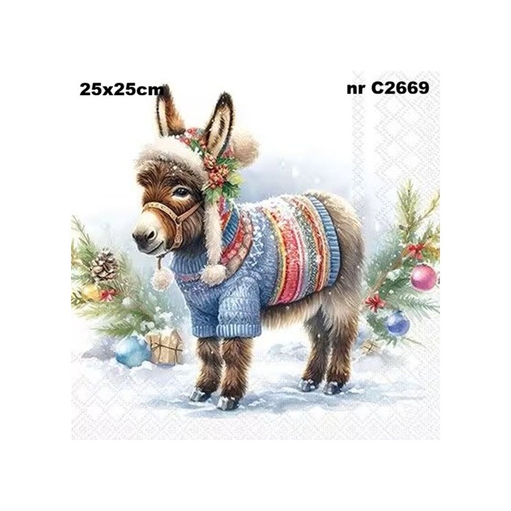Wooley donkey servet 25x25cm