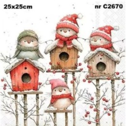 Birdhouse Quartet White servet 25x25cm