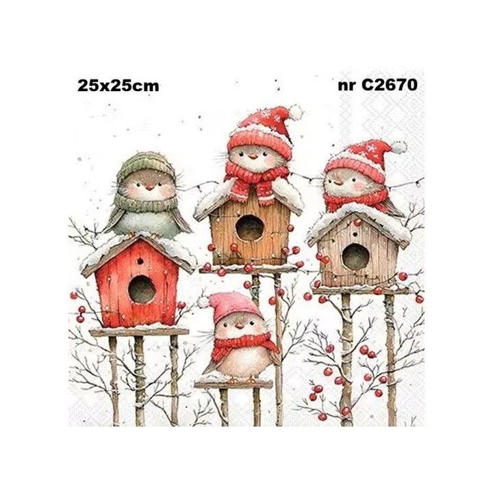 Birdhouse Quartet White servet 25x25cm