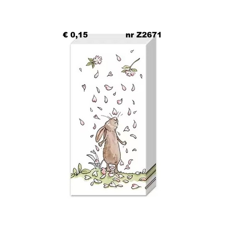 Blossom and Bunnies zakdoek 22x22cm