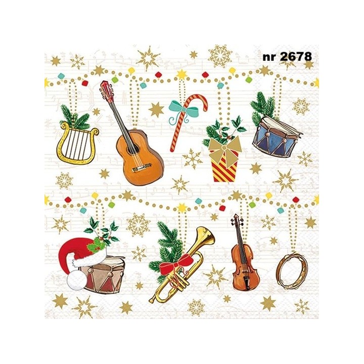 Christmas Instruments servet 33x33cm