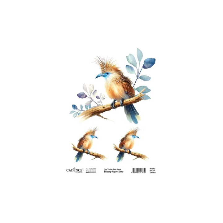 Cadence Birdsong Easy Transfer 25x35 cm Vogel blauwe snavel