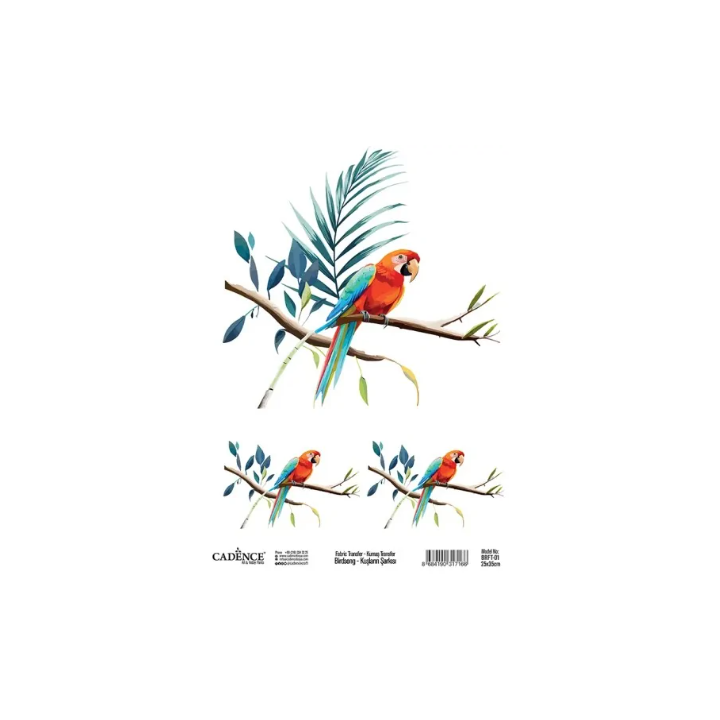 Cadence Birdsong Textieltransfer 25x35 cm Papagaai