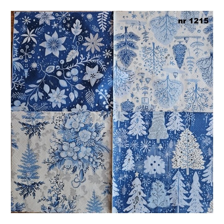Xmas trees blue servet 33x33cm (t-66)