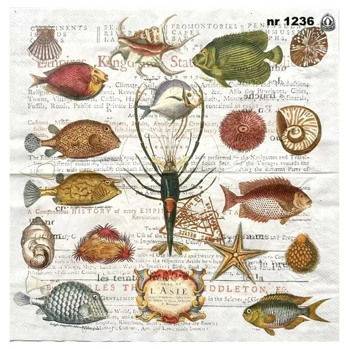 Ocean fishes servet 33x33cm