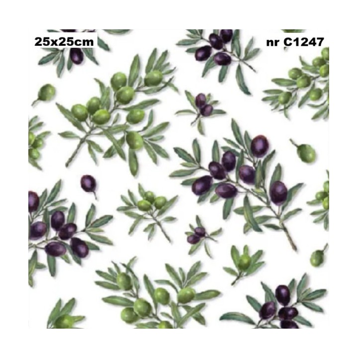 Olives all over servet 25x25cm