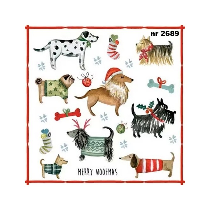 Merry Woofmas servet 33x33cm