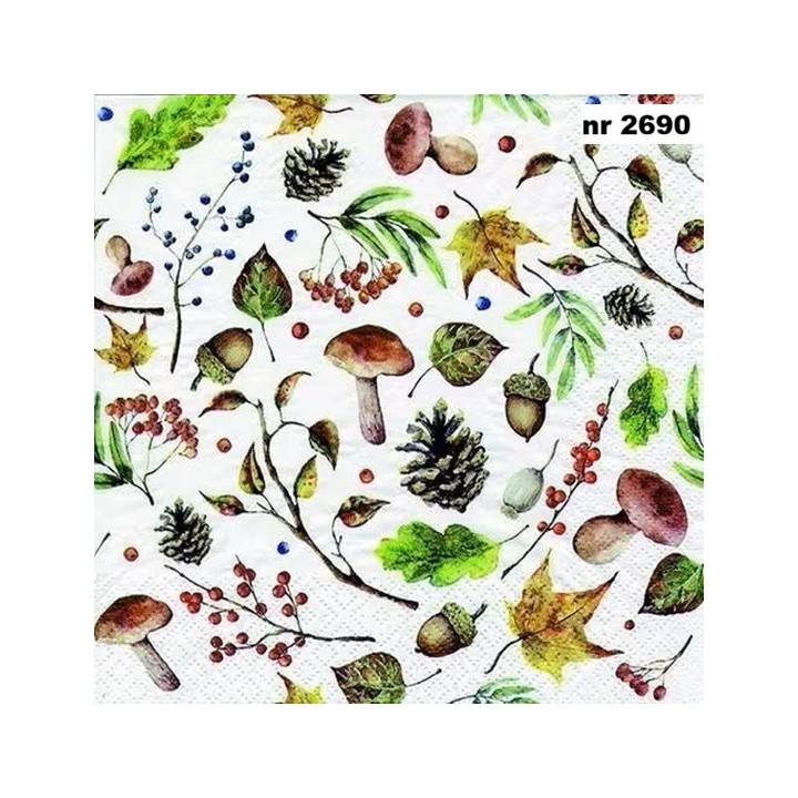Autumn Forest white servet 33x33cm