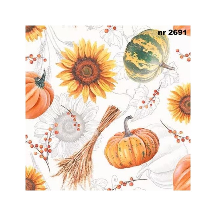 Pumpkins and Sunflowers servet 33x33cm