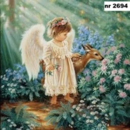 Angel with Deer servet 33x33cm