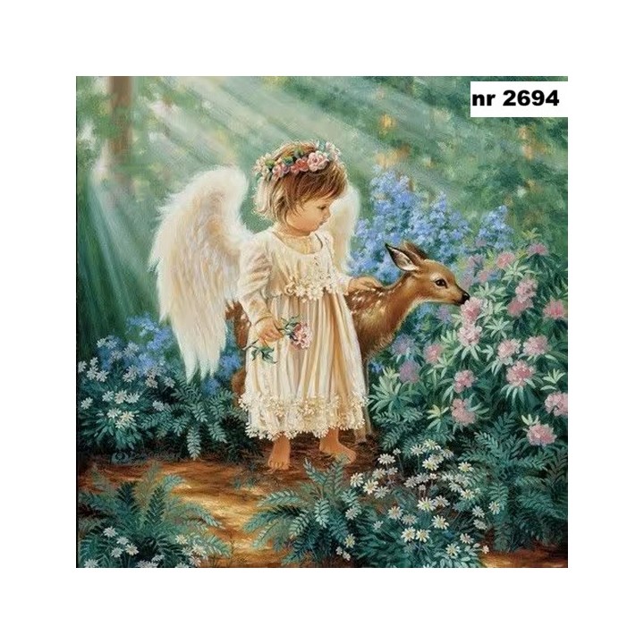 Angel with Deer servet 33x33cm
