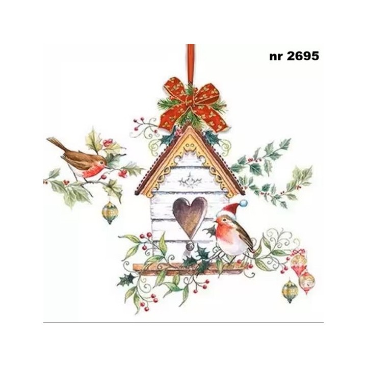 Xmas Bird House servet 33x33cm