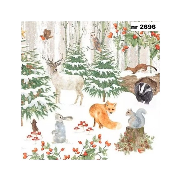 Wildlife in Wintertime servet 33x33cm
