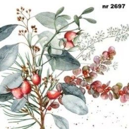 Ruusunmarja & Lehdet servet 33x33cm
