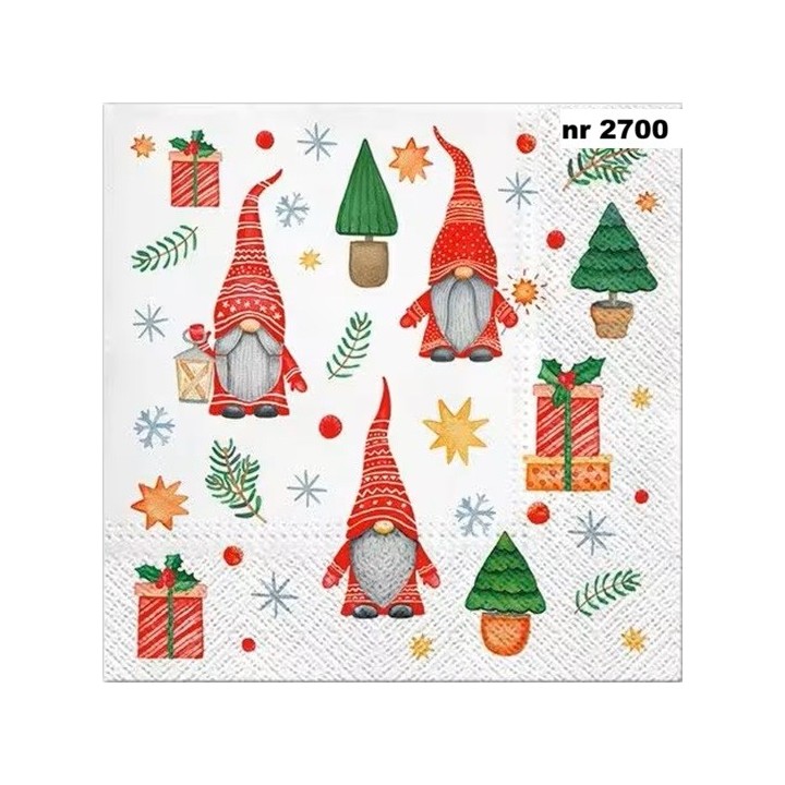 Gnomes and Gifts servet 33x33cm