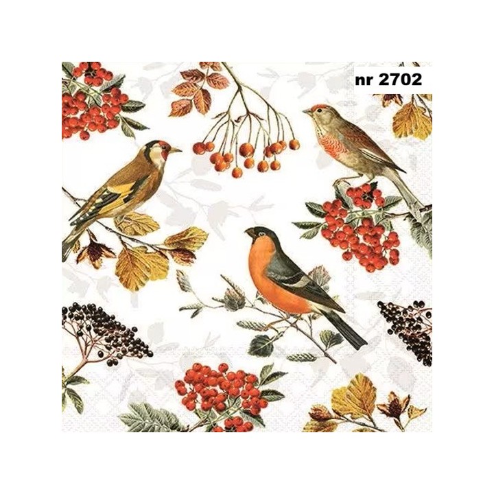Autumn Birds servet 33x33cm