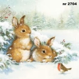 Friends in Snow servet 33x33cm