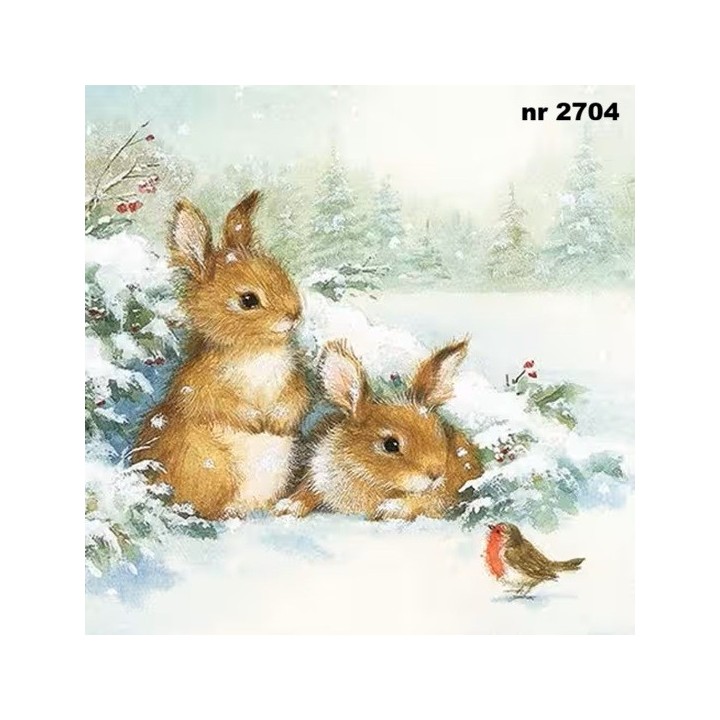 Friends in Snow servet 33x33cm