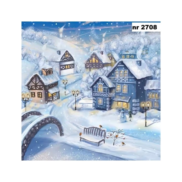 Snowy Winter Town servet 33x33cm