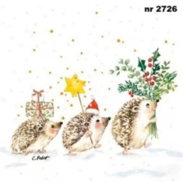 Christmas Hedgehogs servet 33x33cm