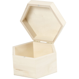 CC Houten doos hexagon 12x7cm