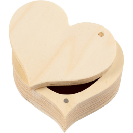 CC Houten hart doosje b: 9cm h: 4cm