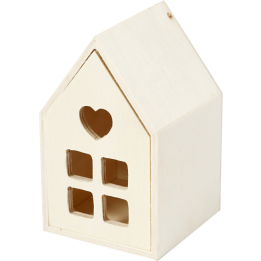 CC Houten huis met lade 6,8x6,8x10,8cm