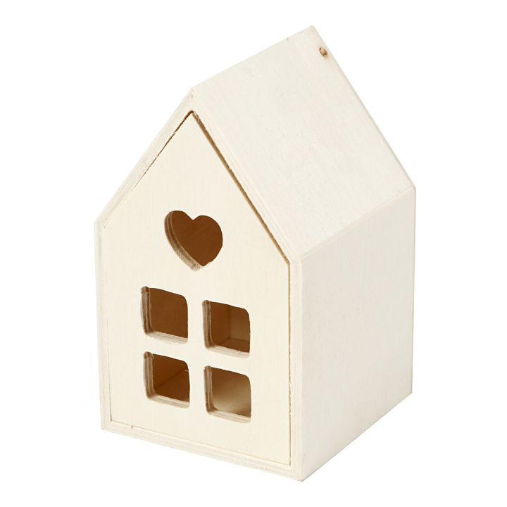 CC Houten huis met lade 6,8x6,8x10,8cm