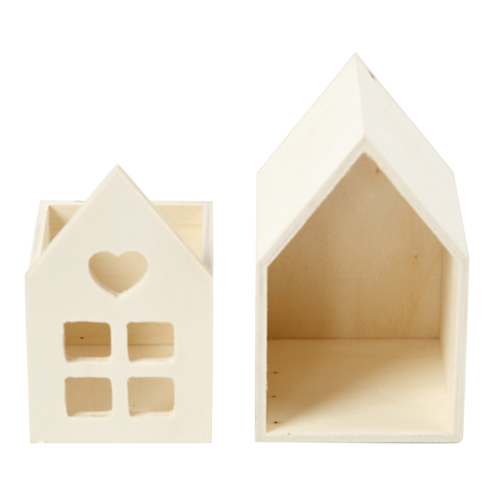 CC Houten huis met lade 6,8x6,8x10,8cm