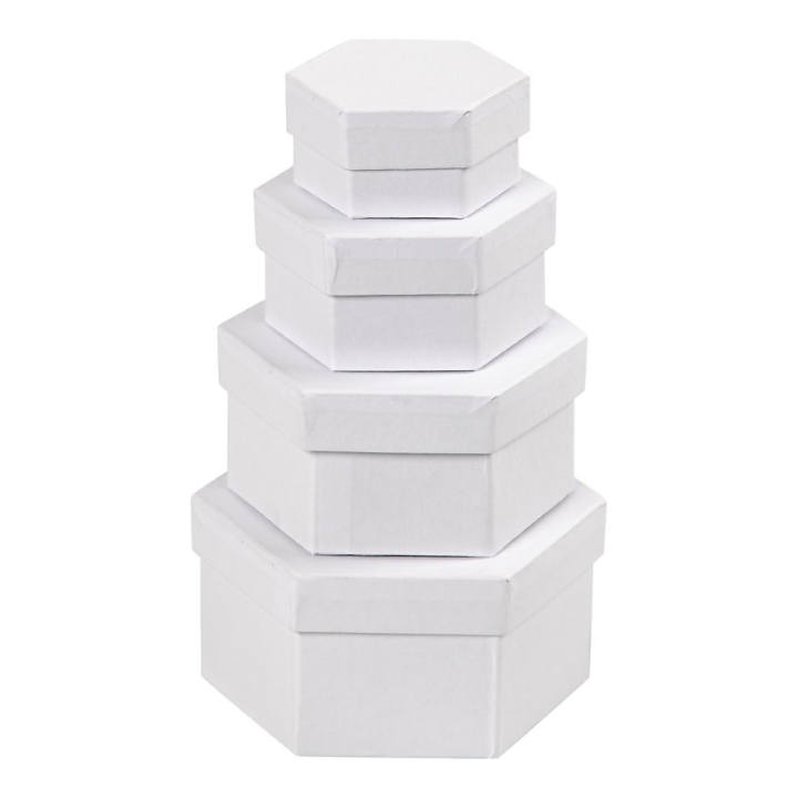 CC Kartonnen hexagonale dozen wit 3 stuks