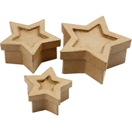 CC Papier maché sterren dozen 3 stuks