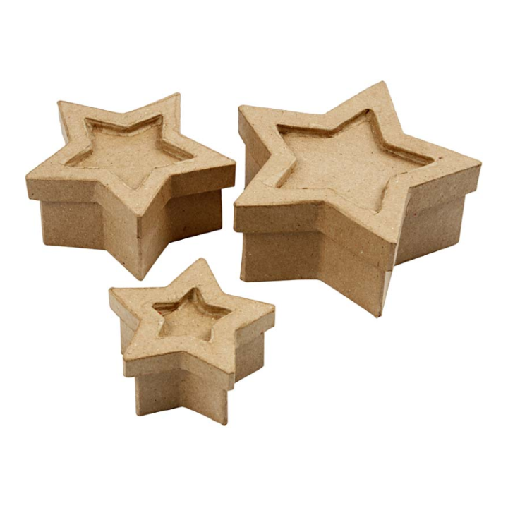 CC Papier maché sterren dozen 3 stuks