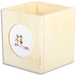 GC Houten pennenbak met fotolijst 10x10x10cm