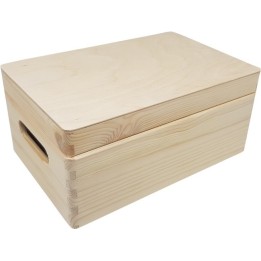 Grenen Opbergkist met klepdeksel 30x40x13,5cm