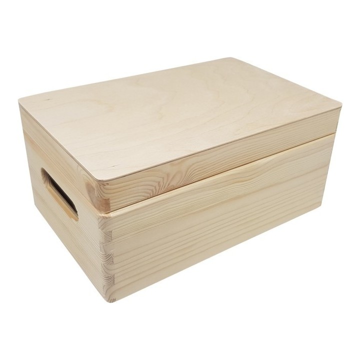 Grenen Opbergkist met klepdeksel 30x40x13,5cm