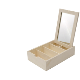 Houten doos met spiegel 17x25x6cm