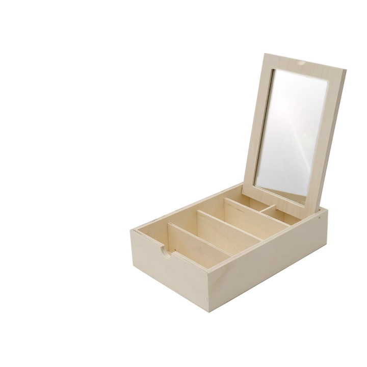 Houten doos met spiegel 17x25x6cm