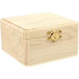 Houten kistje vierkant 10,5x10,5x6cm