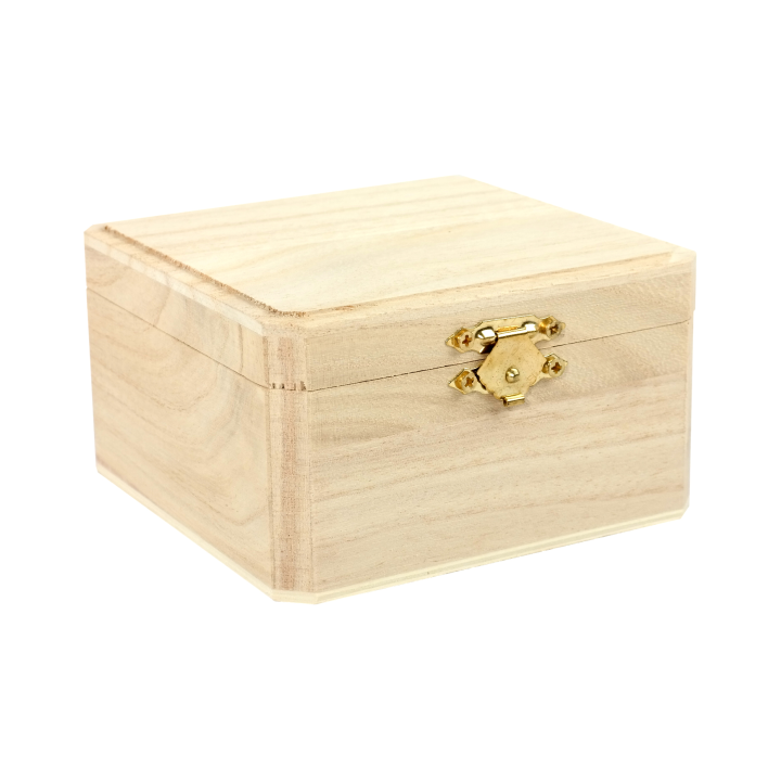 Houten kistje vierkant 10,5x10,5x6cm