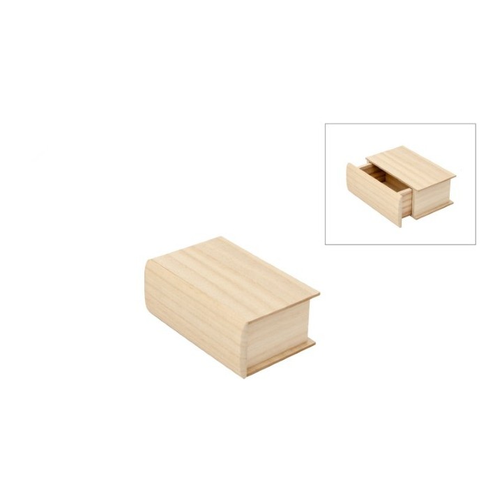 Houten ladedoos boek 13x8,5x5cm