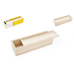 Houten pennenbakje met liniaal deksel 22x7x5,2cm