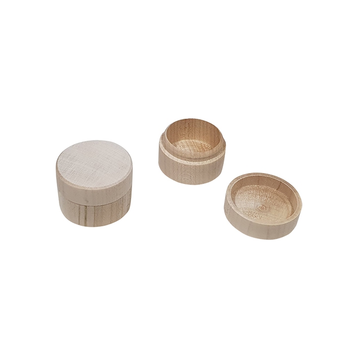 Houten sieraden kistje rond 4cm