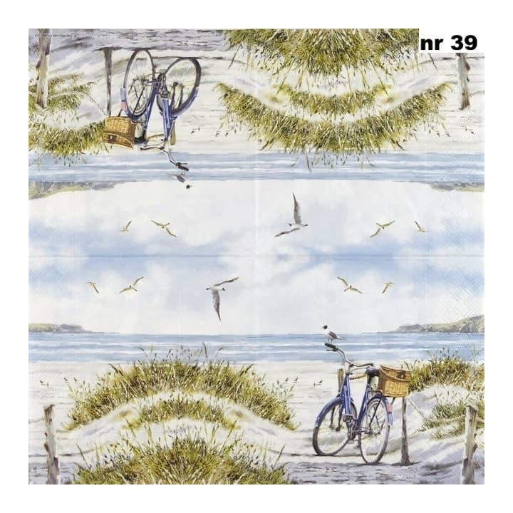 Bike at the beach servet 33x33cm