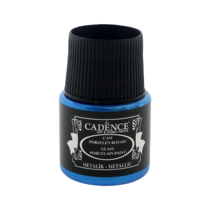 Cadence glas- en porseleinverf metallic 45ml donkerblauw