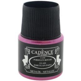 Cadence glas- en porseleinverf metallic 45ml donkerroze