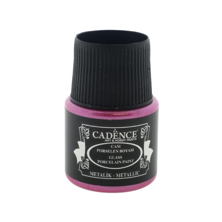 Cadence glas- en porseleinverf metallic 45ml donkerroze