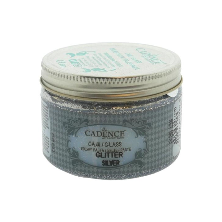 Cadence glas glitter relief pasta 150ml zilver