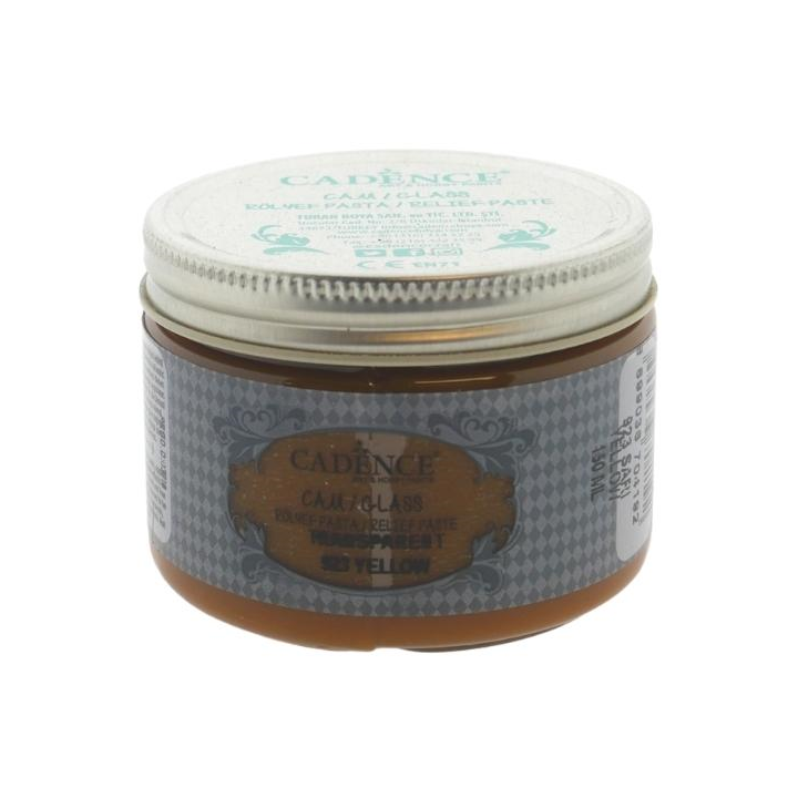 Cadence glas transparant relief pasta 150ml geel